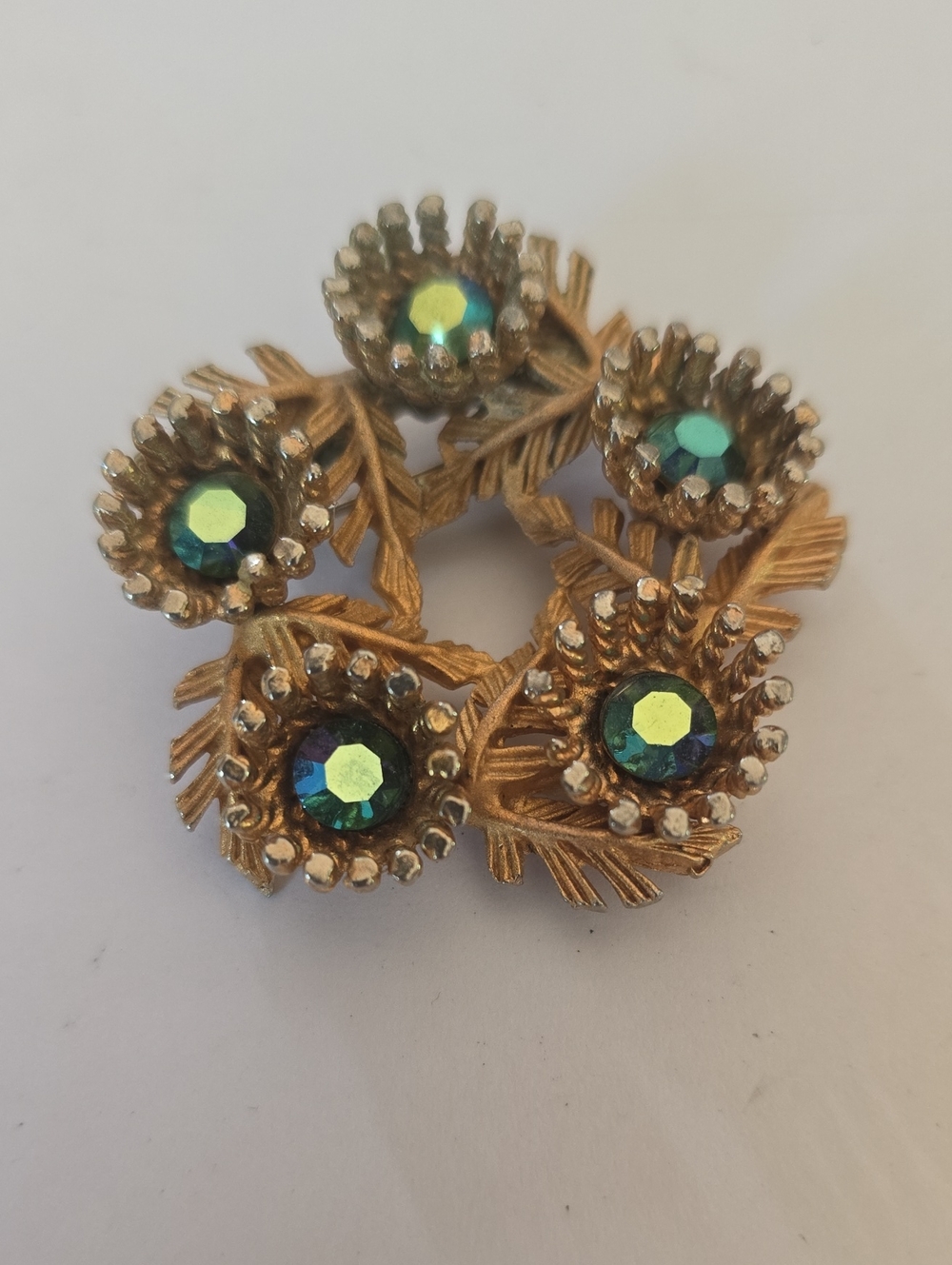 Vintage Austrian crystal brooch, iridescent stones 1950s